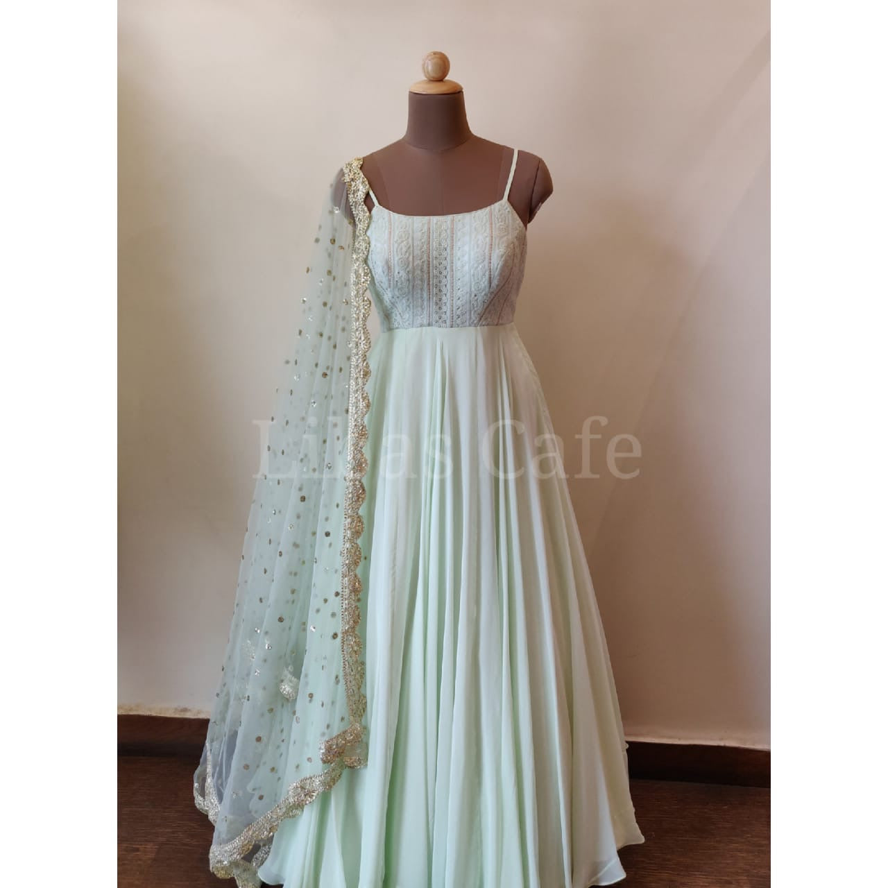 Mint Green Noodle Strapped Anarkali/dress